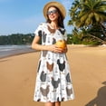 thumbnail image 4 of Balery Retro Rooster Pattern Womens Dresses Loose Short sleeve Sundresses Swimsuit Coverup 2025 Summer Casual Dress for Women - A-Line Swing Dress, 4 of 6