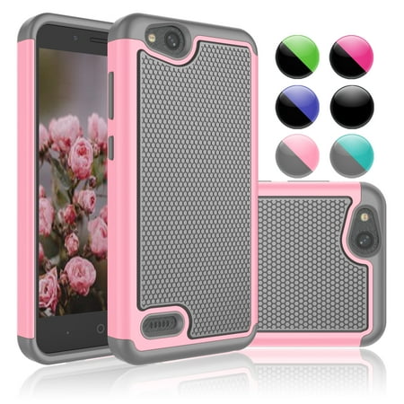 Laube Blade Case - ZTE Tempo X Case, ZTE Avid 4 Case, ZTE Blade Vantage Case For Girls, Njjex Double Layer Shock Absorption Protection Anti-slip Silicone Rubber Cover Case For ZTE Tempo X N9137 / Z839 -Baby Pink