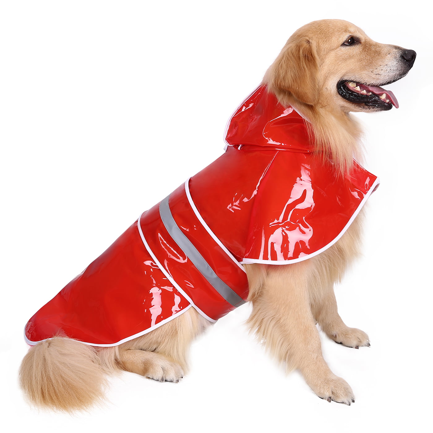 Idepet Dog Raincoat with Hood Pet Dog Waterproof Coat Adjustable Lightweight Outdoor Rain Poncho Rain Gear Jumpsuit with Harness Hole for Puppy Small Medium Dogs