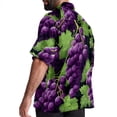 thumbnail image 3 of Grape Men's Short Sleeve Spread Collar Tops, Casual Button Down Shirts, Printed Summer Beach Shirts, Unisex, 3 of 6