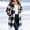 Black, variant on Women's Fleece Jacket Buffalo Plaid Hooded Zip Up Long Coat Long Sleeve Fuzzy Warm Casual Fall Winter Outerwear with Pockets