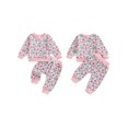 thumbnail image 2 of Baby Toddler Girl Fall Outfits 0 6 12 18 24 Months 2T 3T Long Sleeve Fruit Bow Print Sweatshirt + Pants Set Clothes, 2 of 9