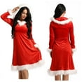 thumbnail image 2 of Aislor Women's Red Christmas Mrs Santa Long Sleeve Hooded Tutu Dress Cosplay Outfits, 2 of 7