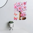 thumbnail image 2 of 1pc Wall Decal, 3D Pink Superposition Floral Wall Sticker, Waterproof Decorative Bronzing Wall Sticker For Bedroom Living Room, Home Decor, 2 of 5