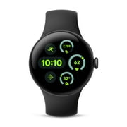 Google Pixel Watch 41 mm Black Stainless Steel Case with Black Watch Band, 1 Pack