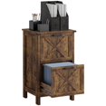 thumbnail image 1 of HOMCOM 2 Drawer Vertical File Cabinet with Silent Slides, Rustic Farmhouse Filing Cabinet with Barn Doors for A4/Letter Size, Printer Stand with Storage for Home Office, Rustic Brown, 1 of 5
