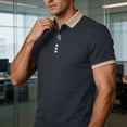 thumbnail image 5 of DPTALR Men's Casual Contrast Trim Short Sleeve Button Polo Shirt,Gray,Big Men's,Tall Men's XXL,Young Men's T-shirt, 5 of 7