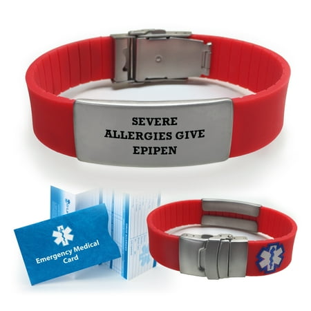 Severe Allergies Give Epipen Sport Medical Alert Id Bracelet Severe Allergies Give Epipen Sport Medical Alert Id Bracelet Choose Color