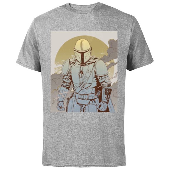 Star Wars The Mandalorian Line Art Poster - Short Sleeve Cotton T-Shirt for Adults - Customized-Athletic Heather