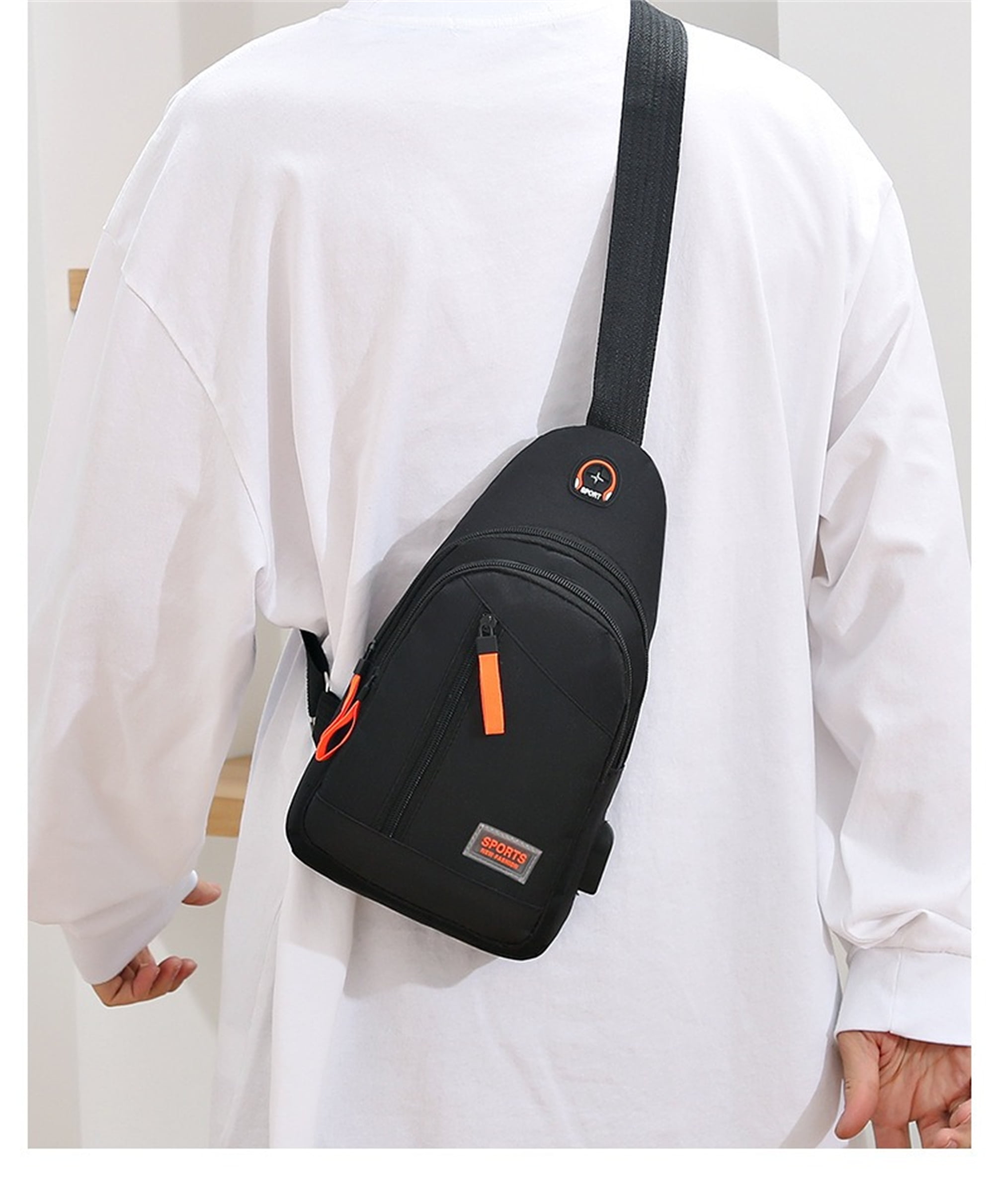 Vobzolite Sling Bag for Men - Crossbody Travel Hiking Daypack with Triple Anti-theft Protection Gray