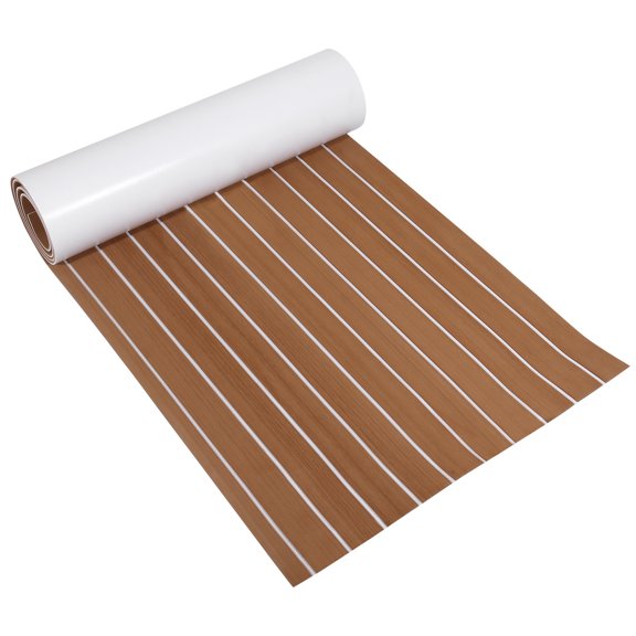 95"x24" EVA Decking Sheet Mat Non-Slip Self-Adhesive for Boat Yacht Deck Pad RV Car Trunk Flooring Carpet Brown White
