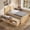 Natural, variant on Alvantor Twin Bed Frames with Pull Out Trundle, Headboard and Storage Shelves, Cream White