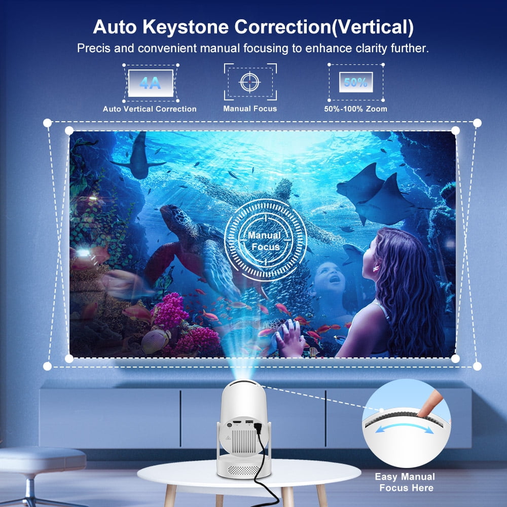 Salange Mini Projector 4K with Wifi and Bluetooth 5.4,1080P HD Smart Projector,Short Throw and Built-in Apps,Auto Keystone for Movies [HY300Ultra 2026]