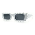thumbnail image 4 of Fun Shockwave Jolt Shape Narrow Rectangle Bold Retro Fashion Sunglasses White - Black, 4 of 8