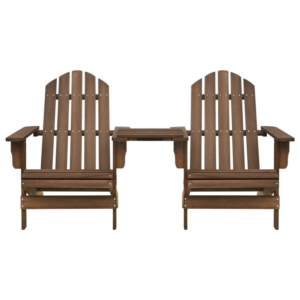 vidaXL Adirondack Chairs Patio Adirondack Chair with Tea Table Solid Wood Fir