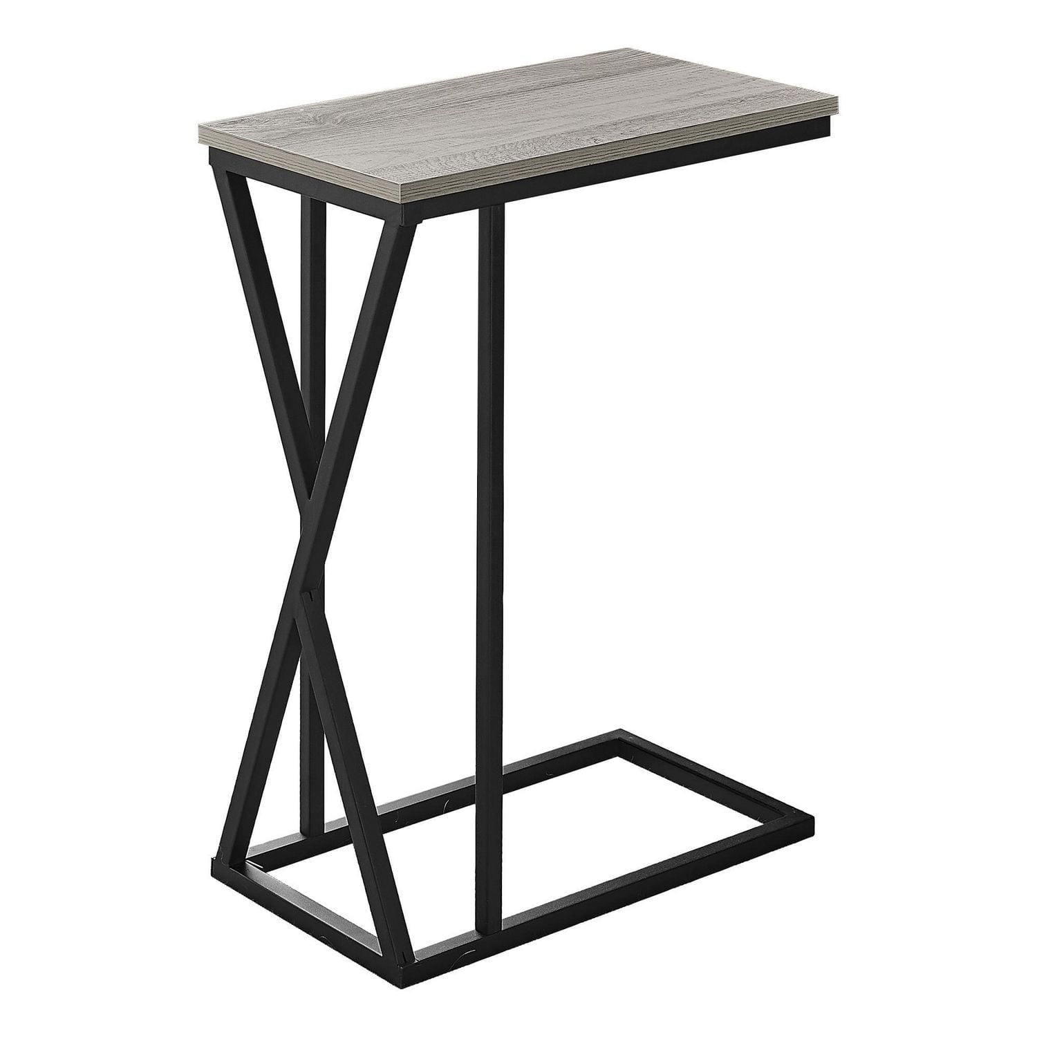 Monarch Specialties Accent Table, C-shaped, End, Side, Snack, Living Room, Bedroom, Metal, Laminate, Grey, Black, Contemporary, Modern