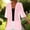 c01Pink, variant on Women Casual 3/4 Sleeve Sheer Open Front Cardigan Sweater Kimono Trendy Solid Color Casual Chiffon Blouse Tops Red XXL