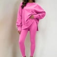 thumbnail image 2 of Zpanxa Sets for Women Clothing Two Piece Solid Crew Neck Long Sleeve Oversized Top and Leggings, 2 of 7