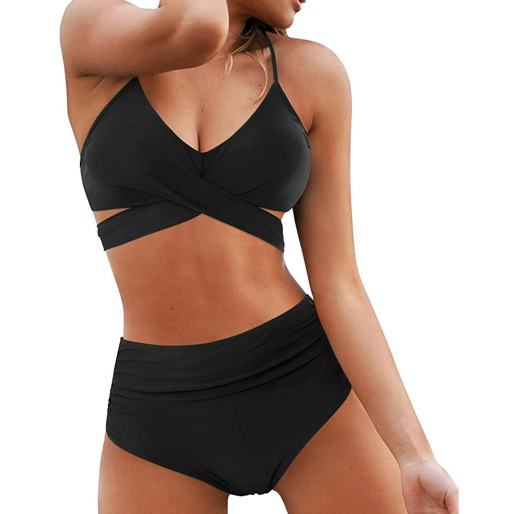 Women's High Waisted Bandage Bikini Set Wrap Two Piece Push Up