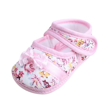 

nsendm Baby Soft Sole Girl Bowknot Anti-slip Print Casual Toddler Shoes Baby Baby Shoes Girl 12-18 Months Walking Shoes Pink 11