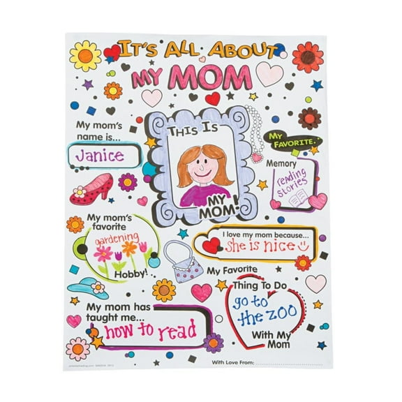 Color Your Own All About Mom Poster - Craft Kits - 30 Pieces