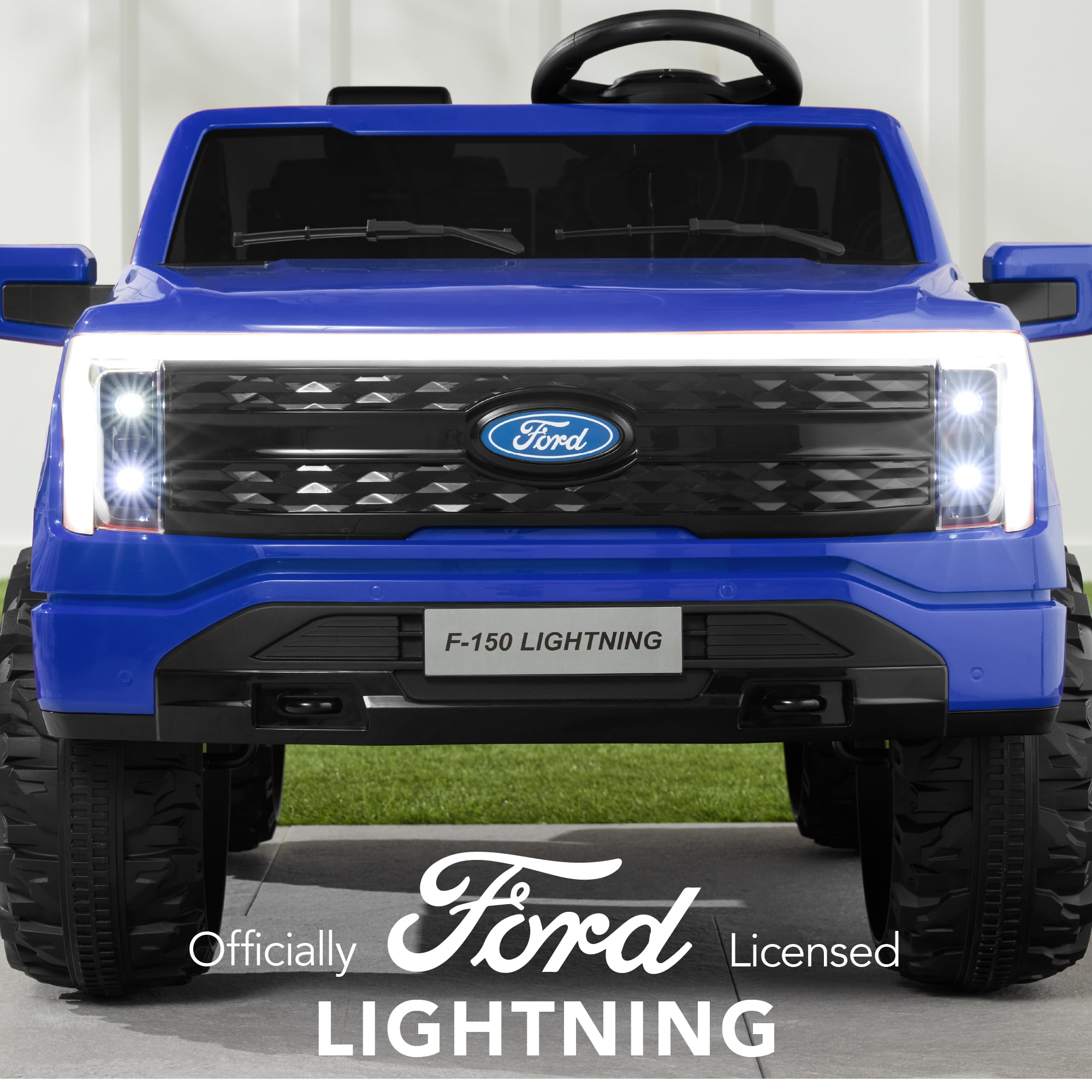 Best Choice Products Kids 24V Ride On Truck Officially Licensed Ford Lightning w/ Remote, LED Lights, 2 Speeds - Blue