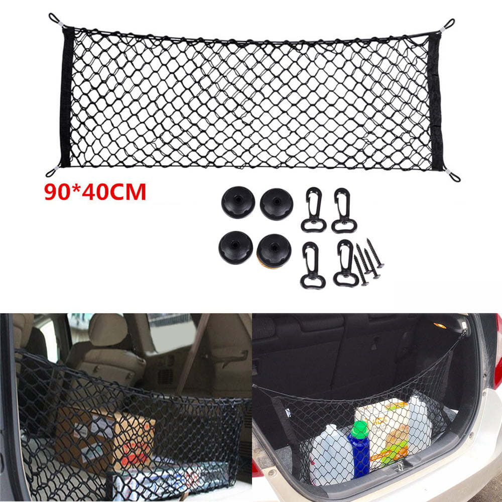 1x Car SUV Rear Trunk Boot Floor Cargo Net Elastic Mesh Storage Fixed Set Useful