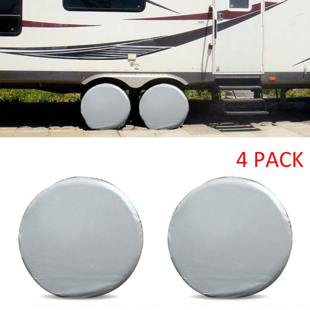 Fits 24 to 26 Tire Diameters Trailer Spare Tire Covers YBB Set of 4 RV Tire Wheel Covers Waterproof UV Sun Tire Protector Covers for Car Camper 