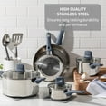 thumbnail image 5 of T-fal Daily Cook Stainless Steel, 12 Piece Pots and Pans Cookware Set, Ocean Blue Handles, 5 of 10