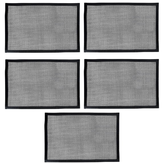 5 Pcs Grill Mesh Mat, 15.75 x 13 in / 40 x 33 cm, Non Stick BBQ Grilling Mats, Baking Mats, Heavy Duty Grill Mat, 500 ℉ Heat Resistant, Reusable & Easy to Clean