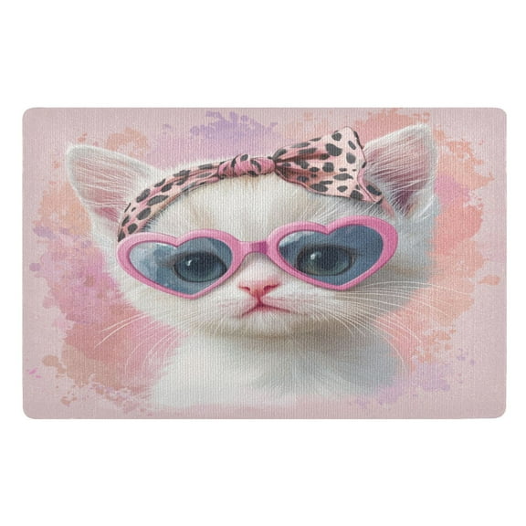 BZSMCE Floor Mats 32x20in Cute White Cat Creativity Doormats