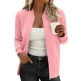 thumbnail image 2 of MaFYtyTPR Casual Jacket for Women Ladies Leisure Long Sleeve Lapel Jacquard Fashion Zipper Jackets Coat Pink M, 2 of 5