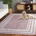 thumbnail image 2 of SAFAVIEH Border & Stripe Hyram Bordered Shag Area Rug, Pink/Ivory, 9' x 12', 2 of 5