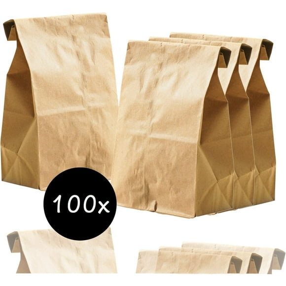 Multipurpose Disposable Kraft Paper Bags, Large Brown Lunch Bags With Classic Design, Recycling Capable For Sustainable Living, Heavy Duty Barrel Sack, 100 Pieces