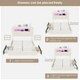 thumbnail image 6 of Homfa Full Size Velvet Upholstered Bed with LED Lights & 2 Drawers, Storage Headboard Platform Bed Frame with USB Ports & Outlets, Off-White（Iron Slats+ 2 Drawers+ 2-Tier Side-Shelves), 6 of 8