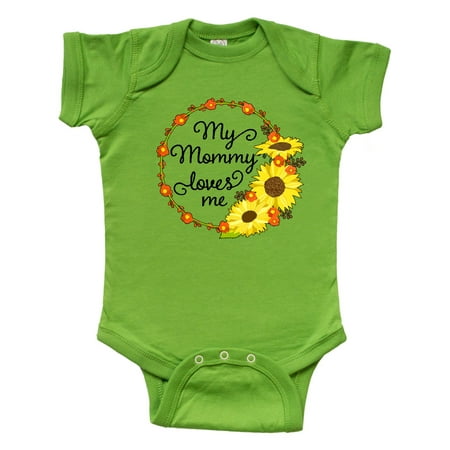 

Inktastic My Mommy Loves Me with Sunflower Wreath Gift Baby Boy or Baby Girl Bodysuit
