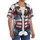 thumbnail image 2 of Balery Patriotic Boxing Bear Art Camisa Casual de Manga Corta con Botones para Hombre, Texturizada, Estilo Cubano, para Playa, Verano-3X-Large, 2 of 5
