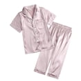 thumbnail image 1 of 2Pcs Red Satin Pyjamas Kids Sets Boys Girls Solid Silk Children's Pajamas Clothes Toddler Lounge Pjs 2-12T Christmas Clothing, 1 of 4