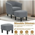 thumbnail image 3 of AENKYO Mid-Century Modern Accent Chair with Ottoman - Barrel Armchair & Footrest Set, Comfy Ergonomic Design for Living Room, Bedroom, Home Office - Grey, 3 of 7