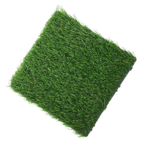 SOPOTUTU Interlocking Artificial Grass Tiles for Patio Garden Outdoor Green Realistic Synthetic Turf Mat