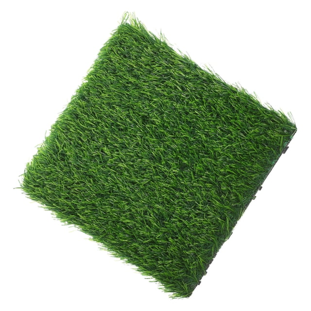 SOPOTUTU Interlocking Artificial Grass Tiles for Patio Garden Outdoor Green Realistic Synthetic Turf Mat