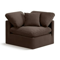 Meridian Furniture Indulge Contemporary Velvet Corner Chair in Brown