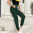 thumbnail image 4 of Efsteb Womens High Waist Drawstring Jogger Pants with Pocket Loose Solid Color Straight Leg Sports Sweatpants Green S, 4 of 6