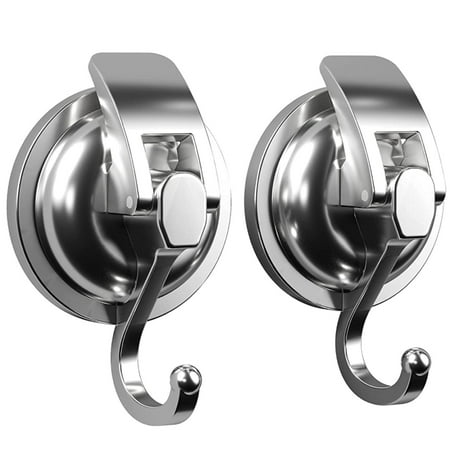 

Lishuaiier 2PCS Bathroom Accessories - Heavy Duty Vacuum Suction Cup Hooks for Bathroom and Kitchen Easy to Install and Remove Silver hook