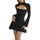 thumbnail image 2 of Txlixc Vestido Delgado para Mujer, Flare Manga Larga Ahuecado Sin Espalda Color Sólido Fruncido Mini Vestidos Flacos Txlixc Estilo de ocio, 2 of 9