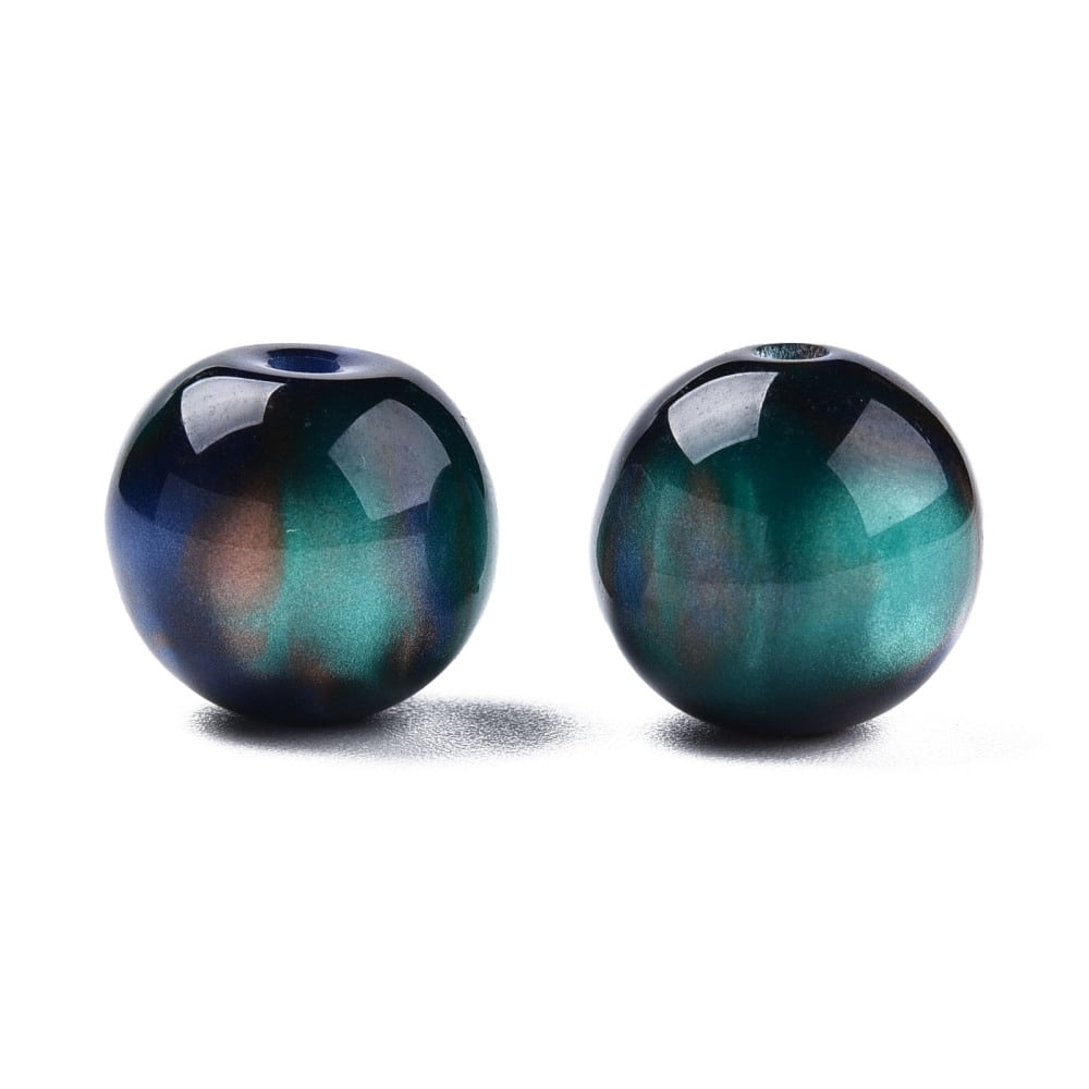 Resin Beads Imitation Gemstone Round Light Sea Green 12x11.5mm