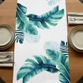 thumbnail image 5 of Table Runners 70 Inches Long Dress Scarves, Blue Teal Leaves Farmhouse Coffee/Dining/Kitchen Table Decor, Holiday Table Runner, Summer Botanical Watercolor Leaf 13x70 Inch, 5 of 9