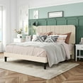 thumbnail image 5 of Taomika, Queen Size Upholstered Platform Bed Frame with Adjustable Headboard-Beige, 5 of 10
