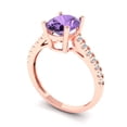 thumbnail image 2 of 2.21 ct Oval Cut Simulated Alexandrite Solitaire with Accents Engagement Ring for Women in 18K Rose Gold, 2 of 5