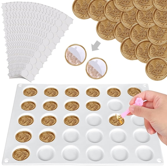 Wax Seal Kit for Wax Seal Stamp, 30-Cavity Wax Seal Mold and 360 Pcs Double Sided Adhesive Wax Seal Stickers for DIY Craft